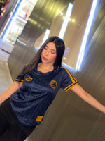 Camiseta Azul Beisbolera Mundial 2026 - Mujer